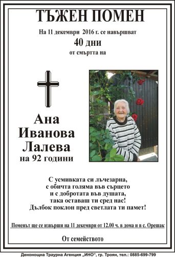 Ана Иванова Лалева - 40 дни